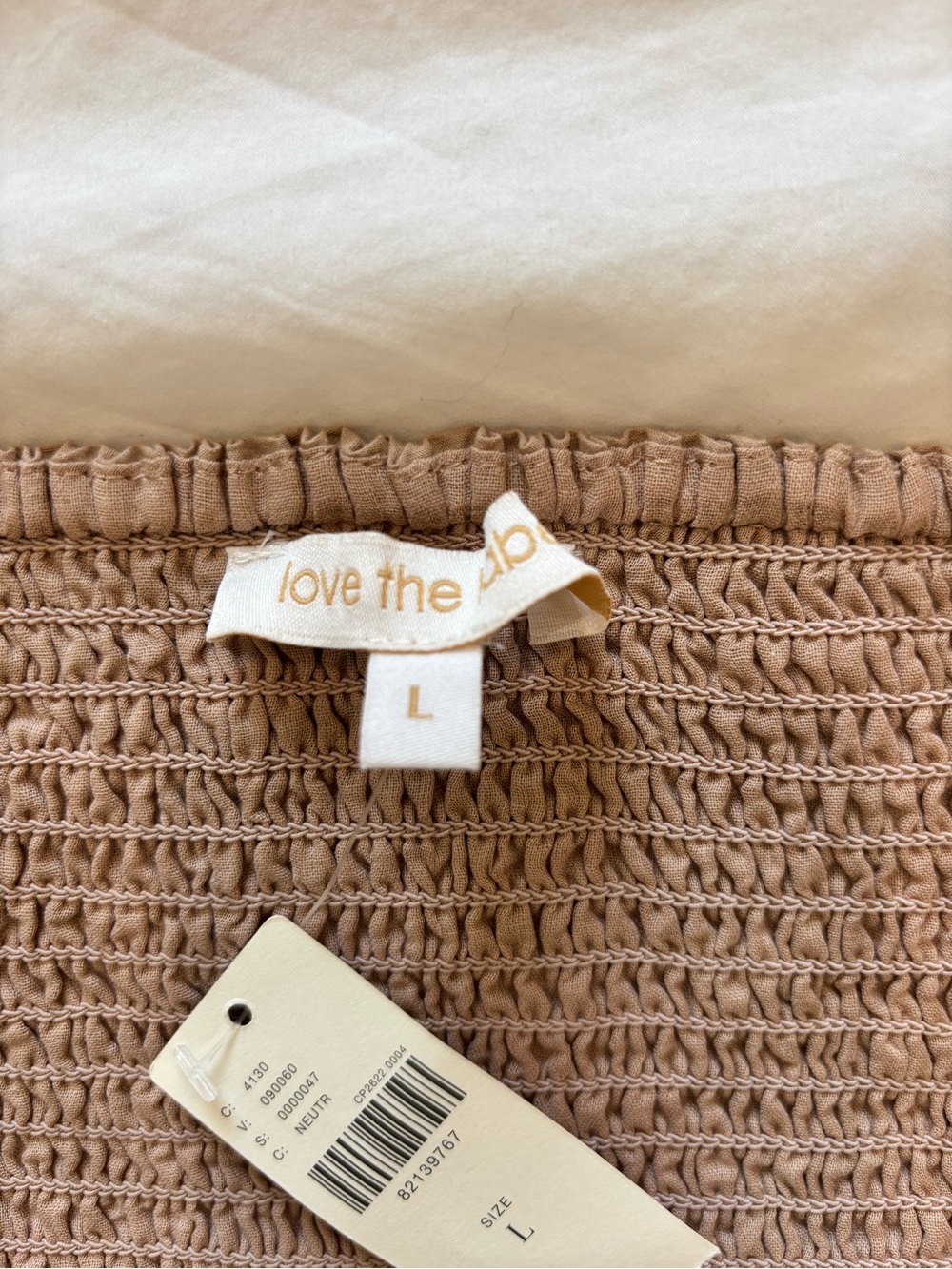 NWT Love The Label L Khaki Tan Strapless Midi Utility Dress Belted 100% Cotton - Picture 10 of 16